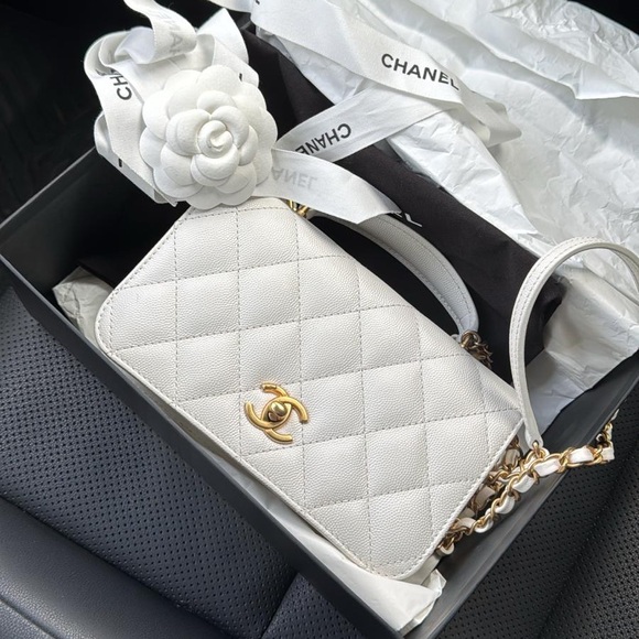 Chanel Mini Flap Bag with top handle GHW Caviar 23B Microchip - Picture 2 of 10